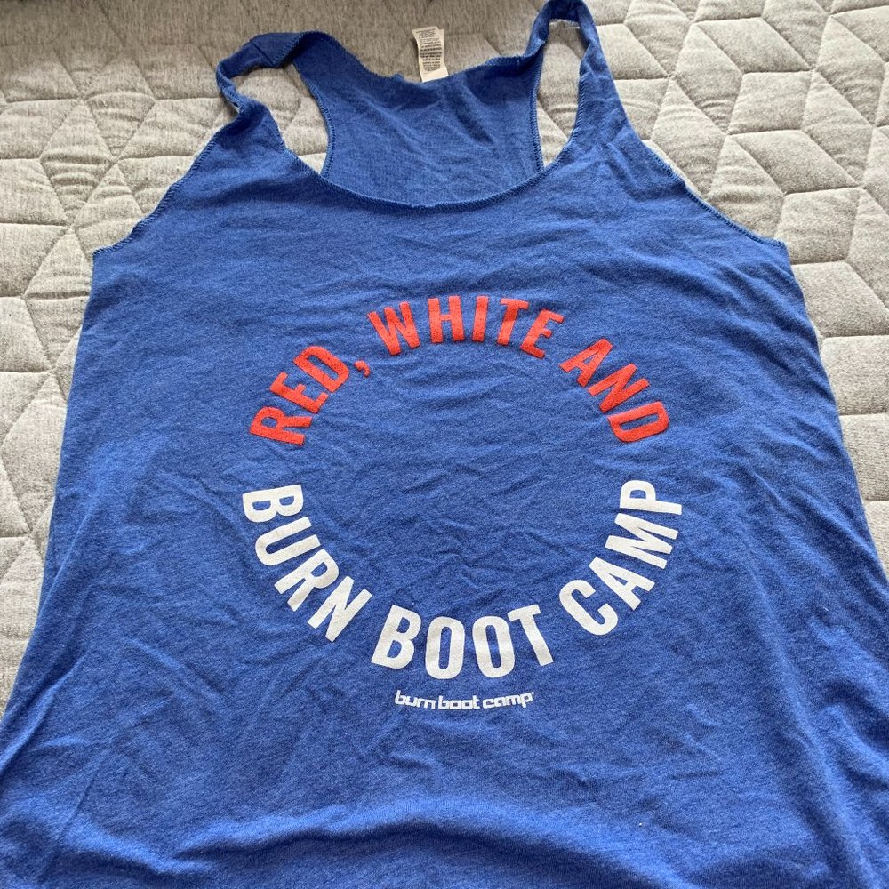 Burn Bootcamp RED WHITE AND BURN TANK - SIze SMALL